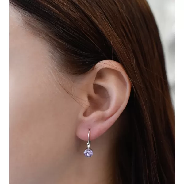 Strieborné náušnice visiace s kryštálmi fialové okrúhle 31112.3 violet