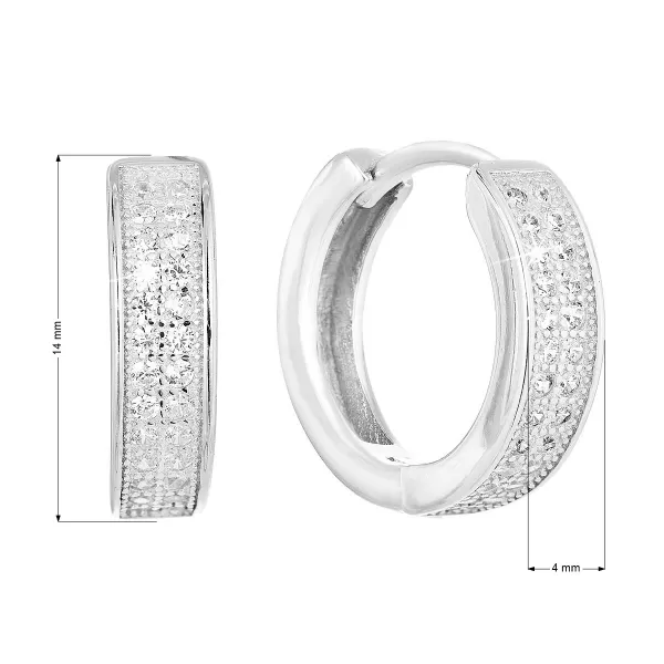 Strieborné náušnice kruhy so zirkónom v bielej farbe 11317.1