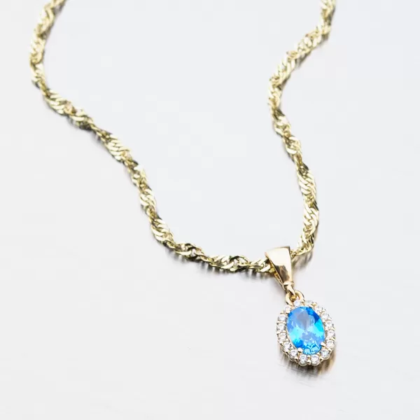 Zlatý prívesok s akvamarínom 13-342