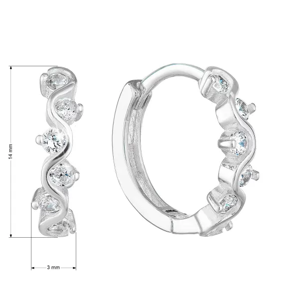 Strieborné náušnice kruhy so zirkónom v bielej farbe 11244.1