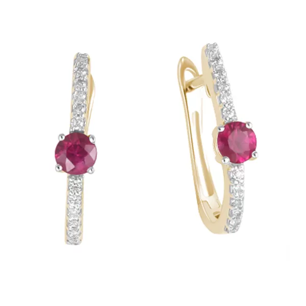 Náušnice sa rubíny a brilianty GKW46617-ZL-RUB