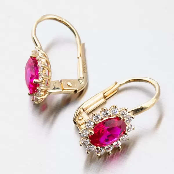 Zlaté náušnice s rubínom 12-529