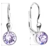 Strieborné náušnice visiace s kryštálmi fialové okrúhle 31112.3 violet