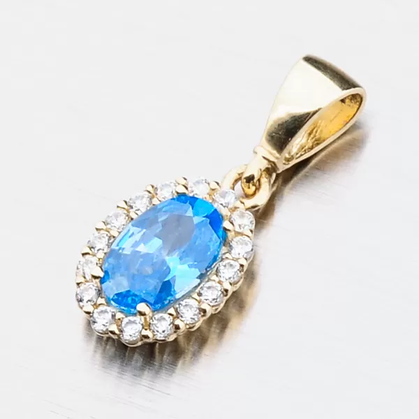 Zlatý prívesok s akvamarínom 13-342