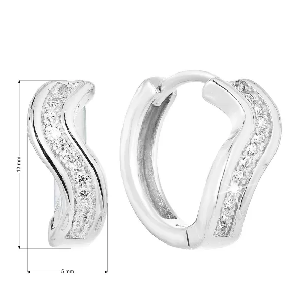 Strieborné náušnice kruhy so zirkónom v bielej farbe 11319.1