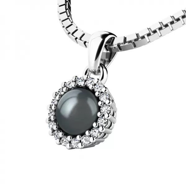Dámsky prívesok prírodný diamant 0,080 ct čierna perla 10931-B-FW-Black-DIA