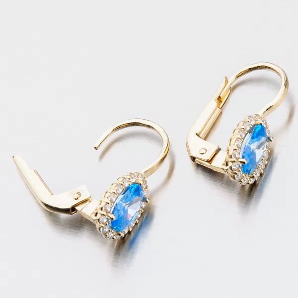 Zlaté náušnice s akvamarín 12-528