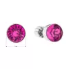 Strieborné náušnice pecka so Swarovski kryštálmi ružové okrúhle 31113.3 fuchsia