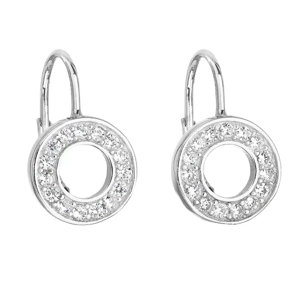 Strieborné náušnice visiace so zirkónom v bielej farbe 11184.1