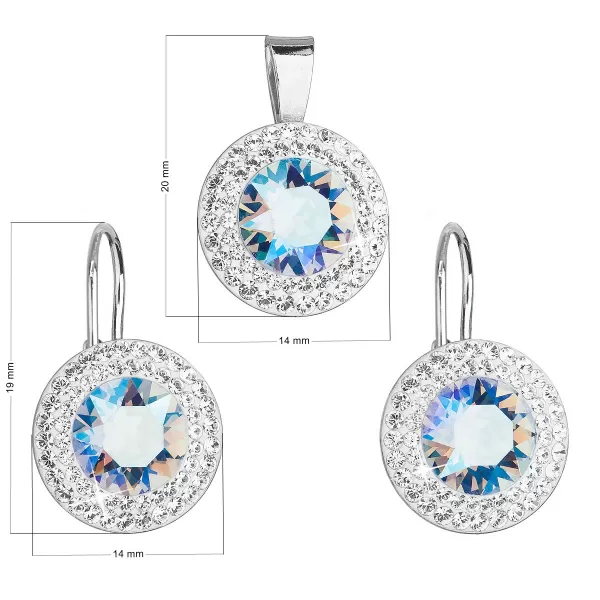 Sada šperkov s kryštálmi Swarovski náušnice a prívesok modré okrúhle 39107.3 light sapphire shimmer
