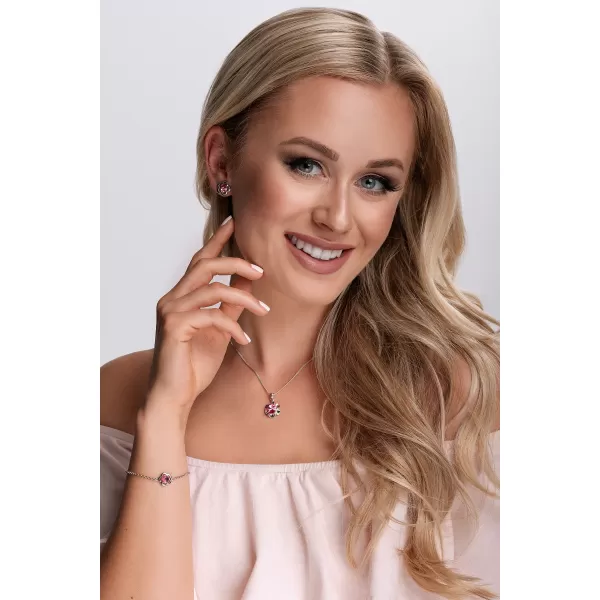Sada šperkov s kryštálmi Swarovski náušnice, retiazka a prívesok ružová kvietka 39173.3