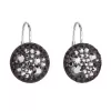 Strieborné náušnice visiace s kryštálmi Swarovski čierne okrúhle 31176.5 hematite