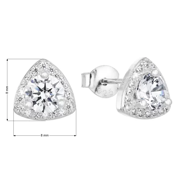 Strieborné náušnice pecka so zirkónom v bielej farbe 11062.1