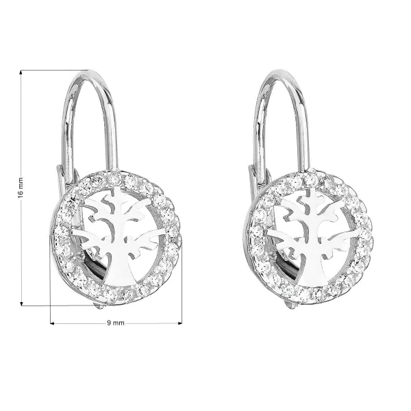 Strieborné náušnice visiace so zirkónom biely strom 11181.1