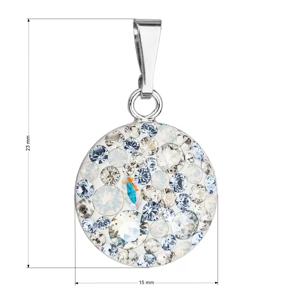 Strieborný prívesok s kryštálmi Swarovski modrý okrúhly 34225.3 light sapphire
