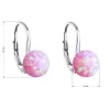 Strieborné visiace náušnice so syntetickým opálom ružové okrúhle 11245.3