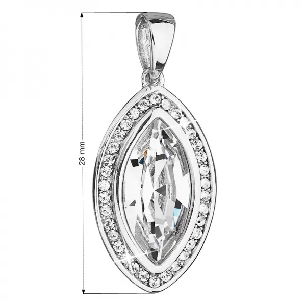 Strieborný prívesok s kryštálmi Swarovski biely ovál 34199.1