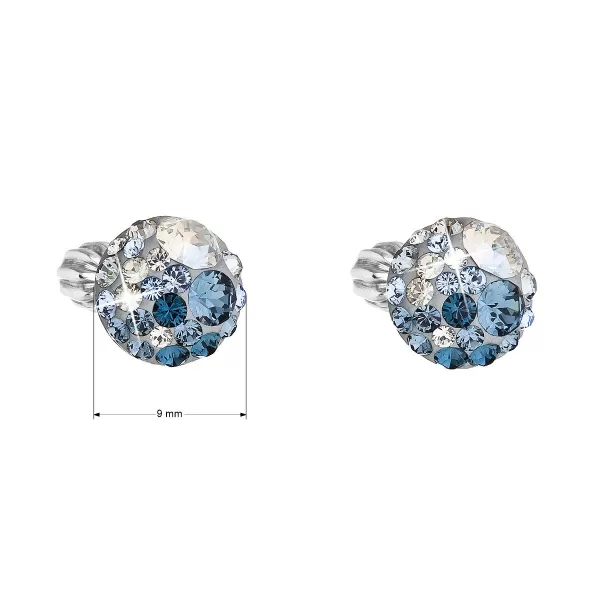 Strieborné náušnice pecka s kryštálmi Swarovski modré okrúhle 31336.3 ice blue