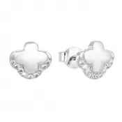 Strieborné náušnice pecka so zirkónom biely krížik 11125.1