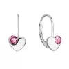 Strieborné visiace náušnice so Swarovski kryštálmi srdiečka 31299.3 ružové