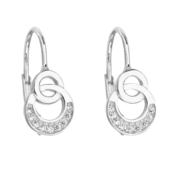Strieborné náušnice visiace so zirkónom v bielej farbe 11180.1