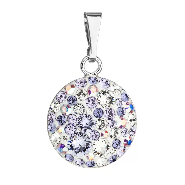 Strieborný prívesok s kryštálmi Swarovski fialový okrúhly 34225.3 violet