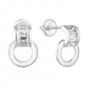 Strieborné visiace náušnice so zirkónom v bielej farbe 11257.1
