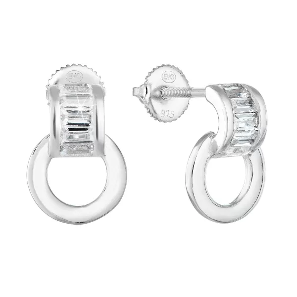 Strieborné visiace náušnice so zirkónom v bielej farbe 11257.1