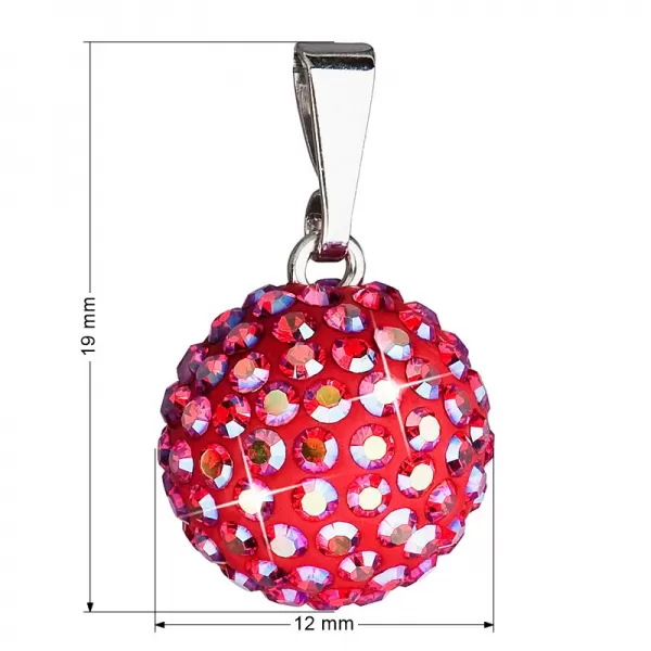 Strieborný prívesok s kryštálmi červený okrúhly 734080.4