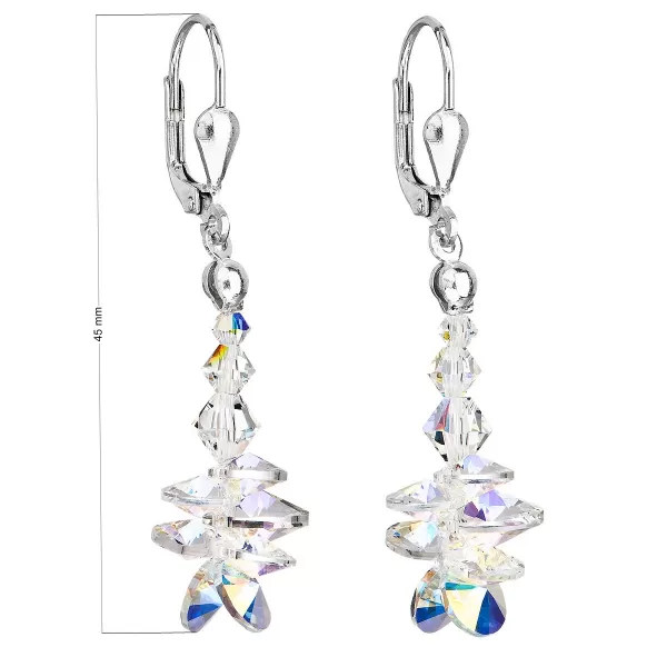 Strieborné náušnice visiace s kryštálmi Swarovski AB efekt strapec 31245.2
