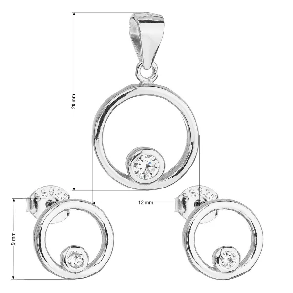 Sada šperkov so zirkónom náušnice a prívesok biely kruh 19018.1