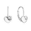Strieborné visiace náušnice so Swarovski kryštálmi srdiečka 31299.1 biele