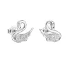 Strieborné náušnice pecka so zirkónom biela labuť 11013.1