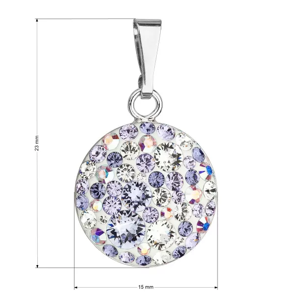 Strieborný prívesok s kryštálmi Swarovski fialový okrúhly 34225.3 violet