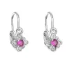 Strieborné detské náušnice visiace so zirkónom ružová kvietka 11175.3