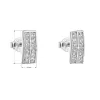 Strieborné náušnice pecka so zirkónom biely obdĺžnik 11021.1
