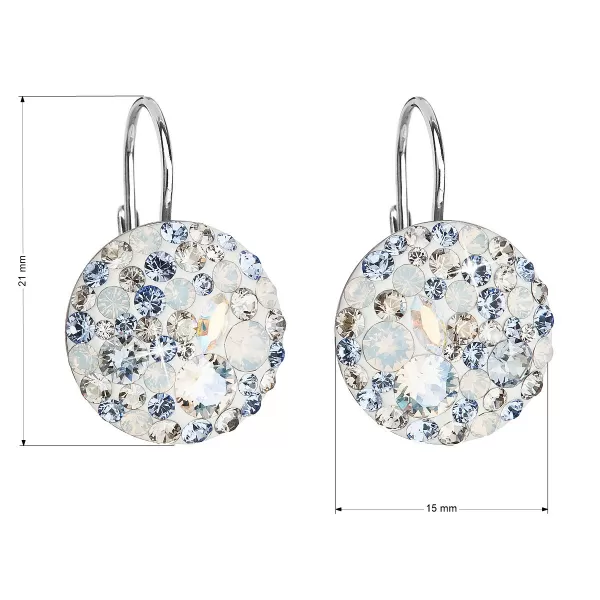 Strieborné náušnice visiace s kryštálmi Swarovski modré okrúhle 31176.3 light sapphire