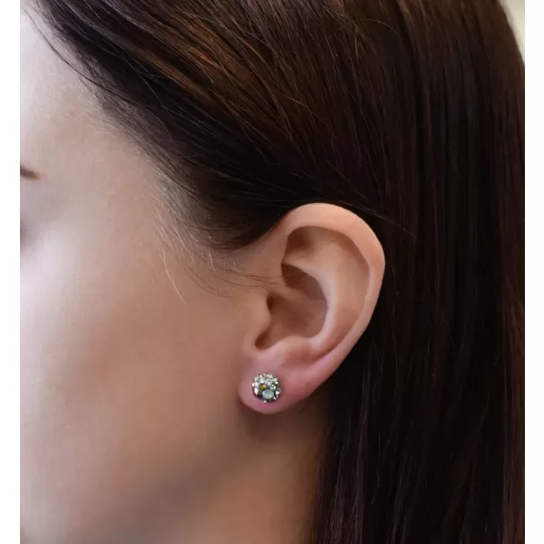 Strieborné náušnice pecka s kryštálmi Swarovski mix farieb okrúhle 31336.4 chameleón