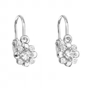 Strieborné detské náušnice visiace so zirkónom biela kvietka 11174.1