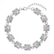 Strieborný náramok so Swarovski kryštálmi mix farieb 33047.3 sakura