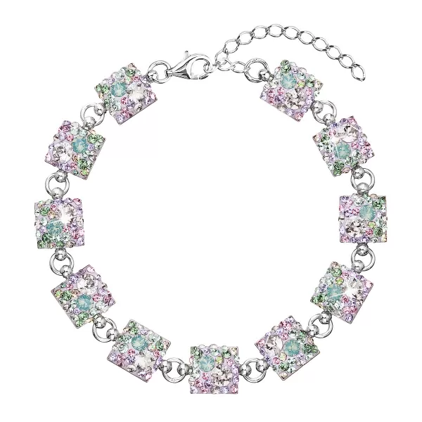 Strieborný náramok so Swarovski kryštálmi mix farieb 33047.3 sakura