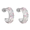 Strieborné náušnice kruhy s kryštálmi Swarovski ružové polkruh 31118.3 Magic rose