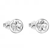 Strieborné náušnice pecka s kryštálmi Swarovski biela kvietka 31257.1