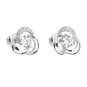 Strieborné náušnice pecka so zirkónom v bielej farbe 11006.1