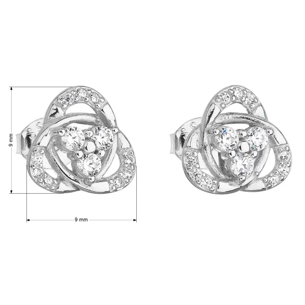 Strieborné náušnice pecka so zirkónom v bielej farbe 11099.1