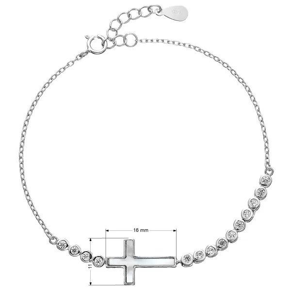 Strieborný náramok so zirkónmi krížik 13016.1