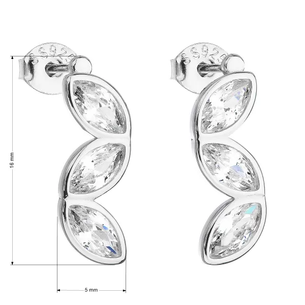 Strieborné náušnice pecka so zirkónom v bielej farbe 11084.1