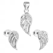 Súprava šperkov s bielymi zirkónovými náušnicami a príveskom 19008.1