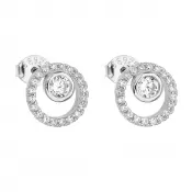 Strieborné náušnice pecka so zirkónom biele okrúhle 11154.1