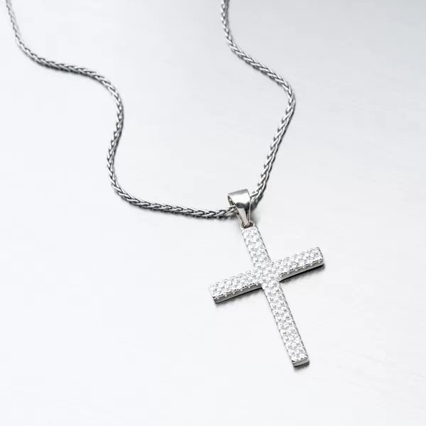 Strieborný krížik posiaty zirkónmi HST-13471